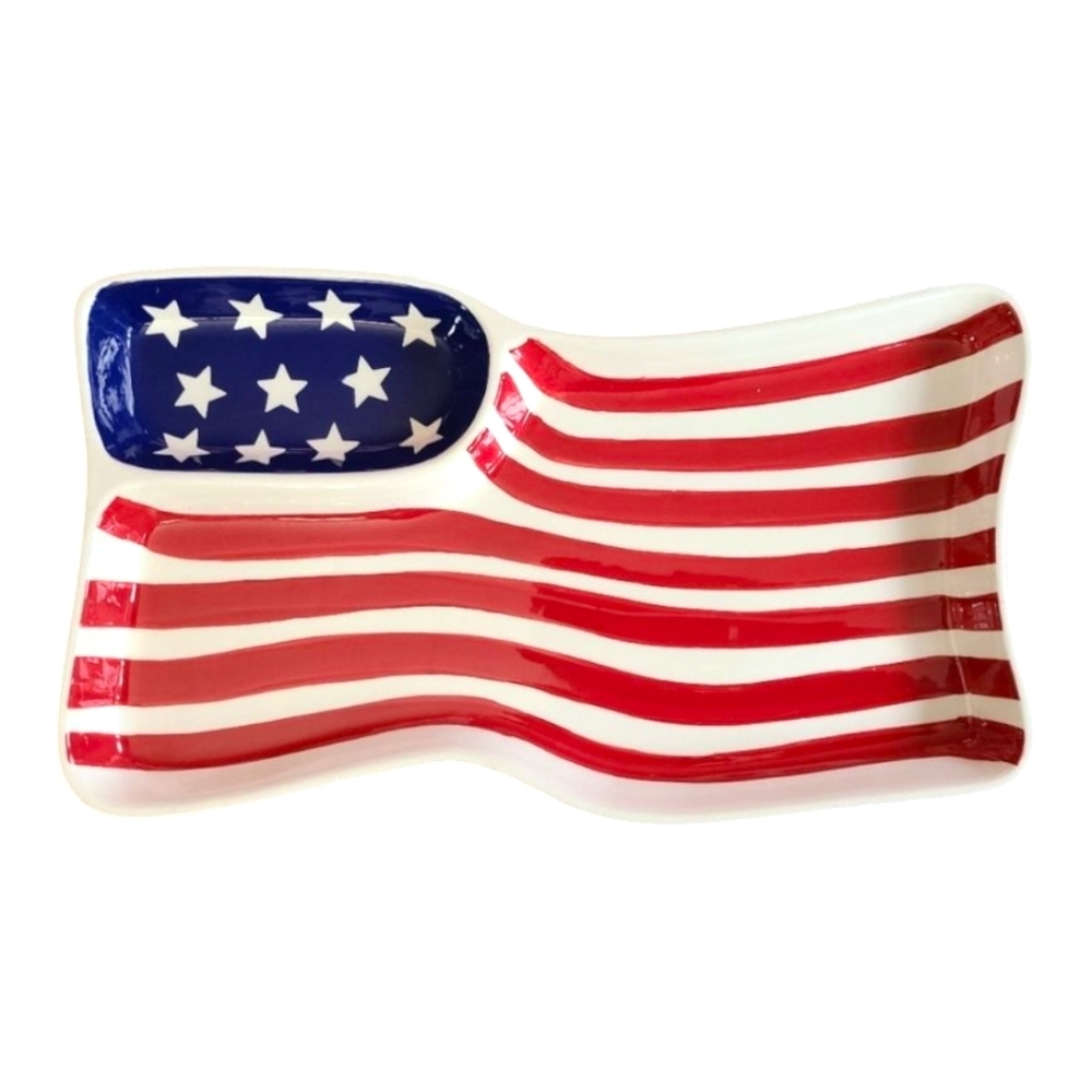 USA American Flag‎ Serving Dish *ceramic*